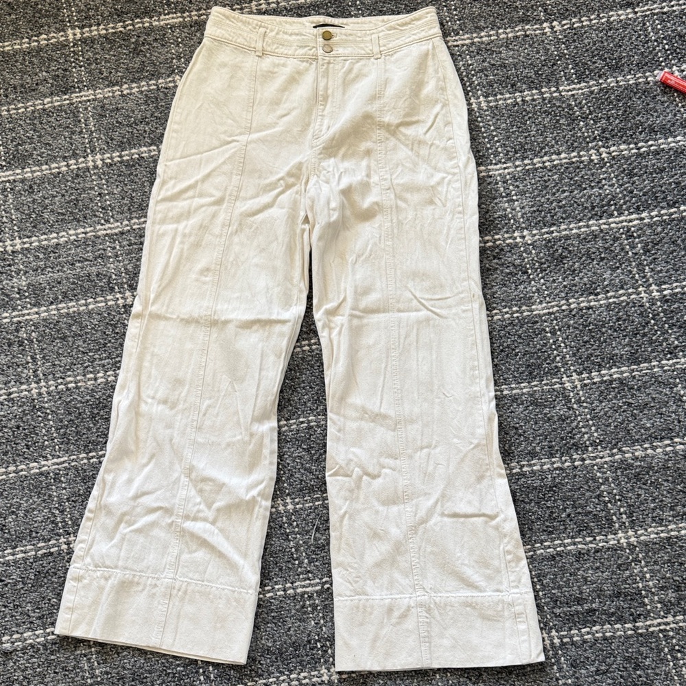 Ann Taylor Cream High Waisted, Wide Leg Trousers size 6